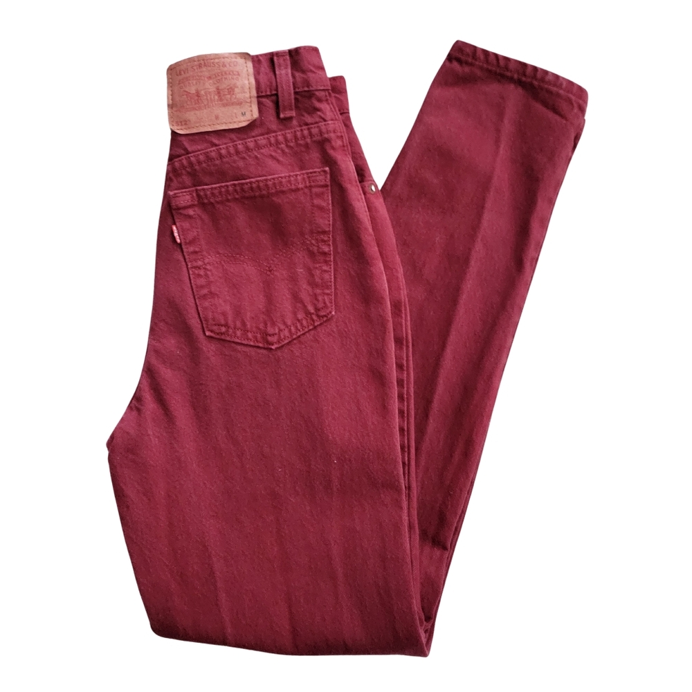Vtg 90s Levis 512 Tapered Oxblood Red Jeans Womens 7 Western Grunge Cowboy